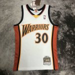 NBA 30 Curry Warriors 2009-10 M&N Maillot Retro blanc imprimé